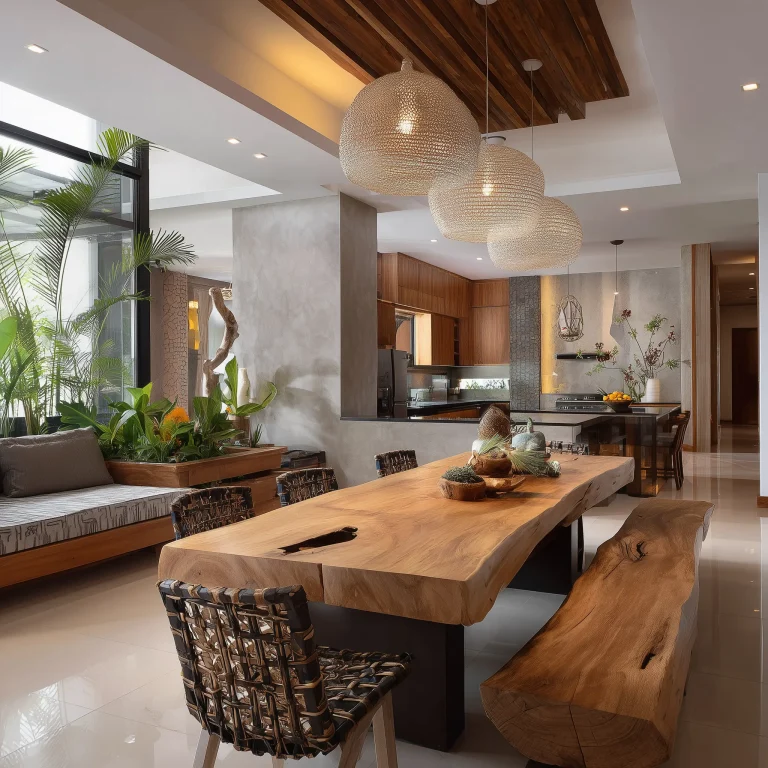 Desain Ruang Makan Rustic Natural 1