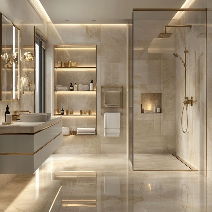 desain kamar mandi marmer mewah