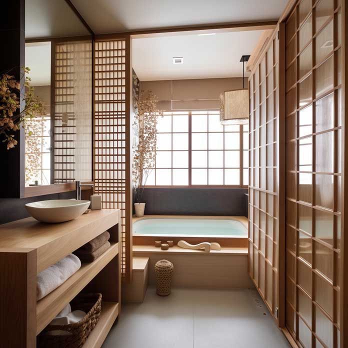 kamar mandi tradisional jepang estetik