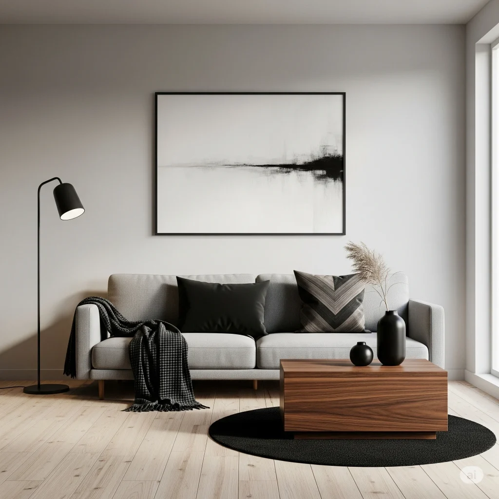 Interior rumah minimalis dengan cat abu-abu muda memberikan kesan modern dan elegan