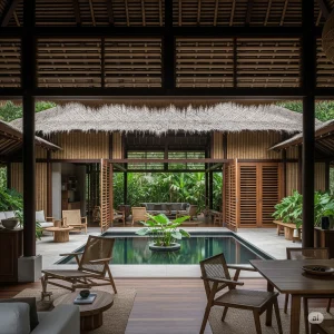 Rumah minimalis tropis dengan ventilasi maksimal dan material alami