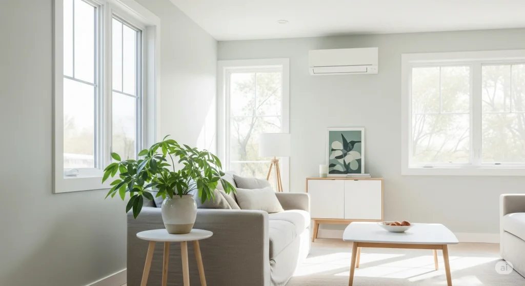 Interior rumah dengan dinding dicat menggunakan cat low VOC, warna cerah dan ramah lingkungan
