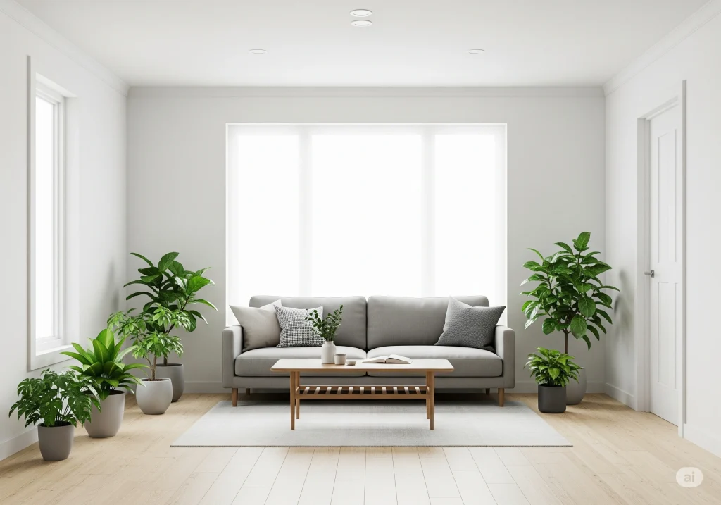 Interior rumah type 45 dengan desain minimalis modern.