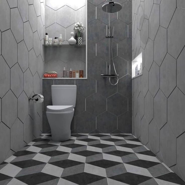desain keramik kamar mandi modern warna abu-abu