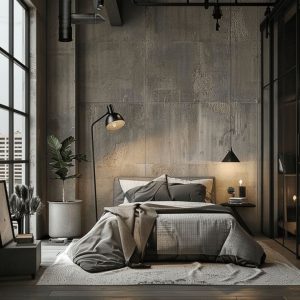 kamar tidur model industrial