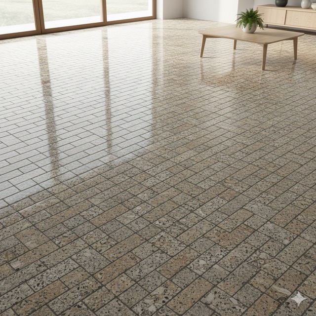 lantai dengan motif anyaman tikar