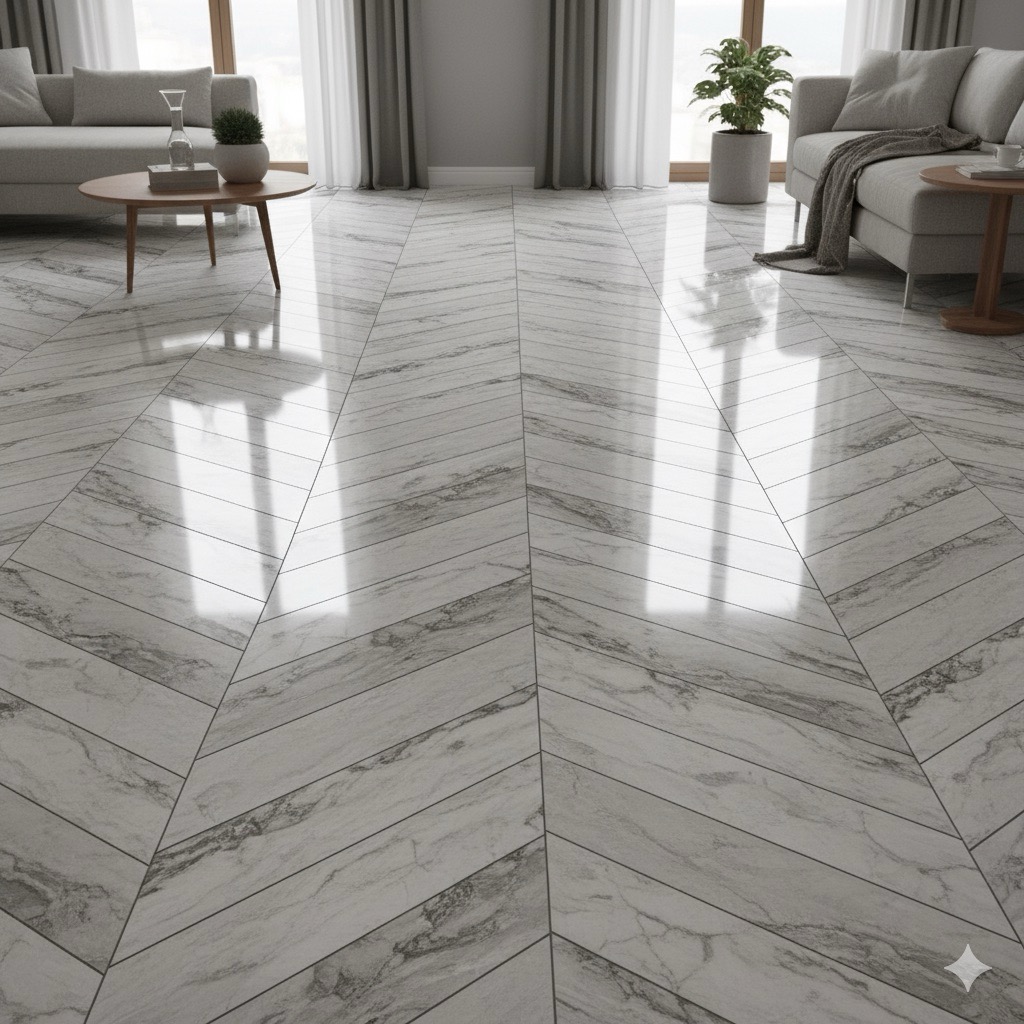 lantai dengan morif chevron