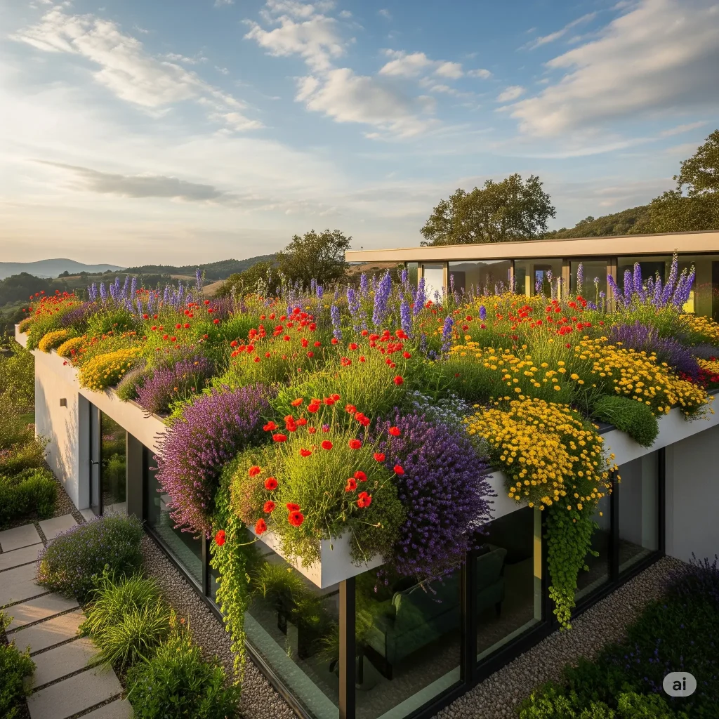 desain rumah atap hijau (garden roof)