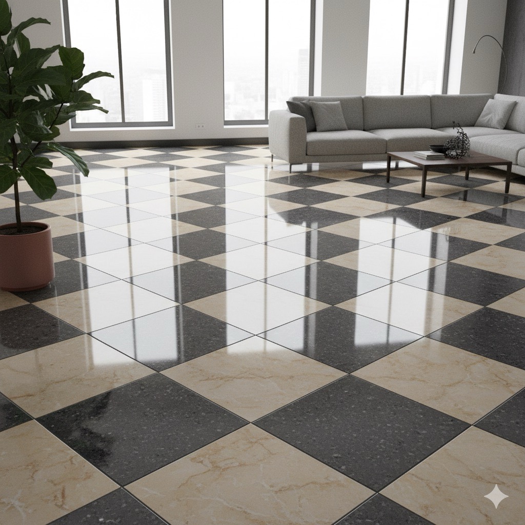 lantai dengan motif diamond