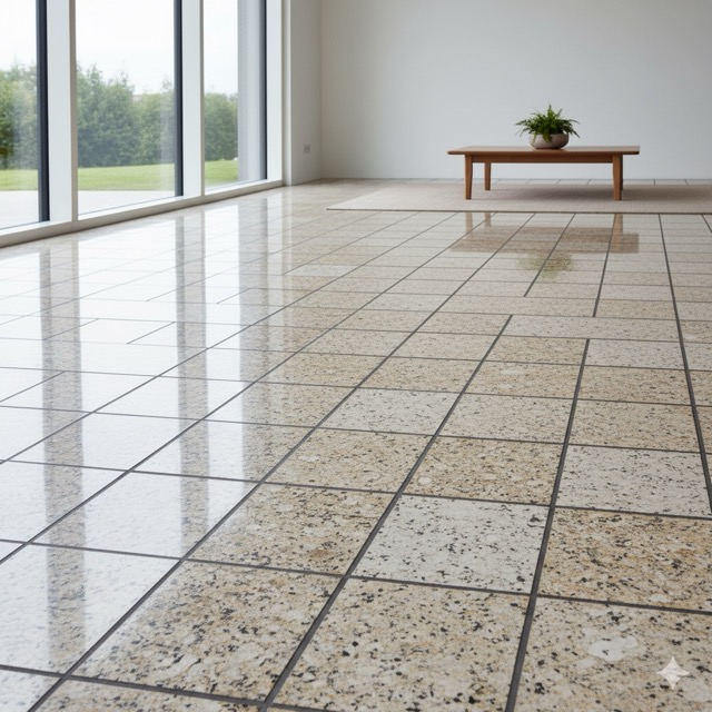 lantai dengan motif modular