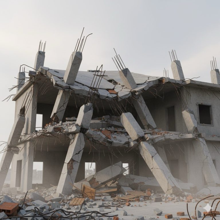 ilustrasi bangunan roboh