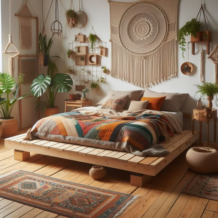 desain kamar tidur Bohemian