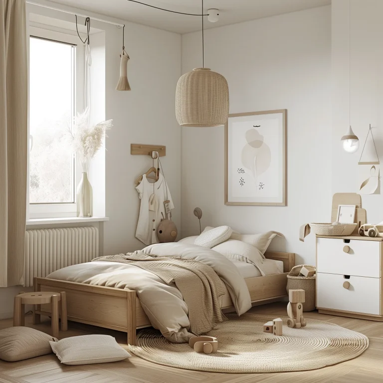 Kamar tidur anak scandinavian yang nyaman