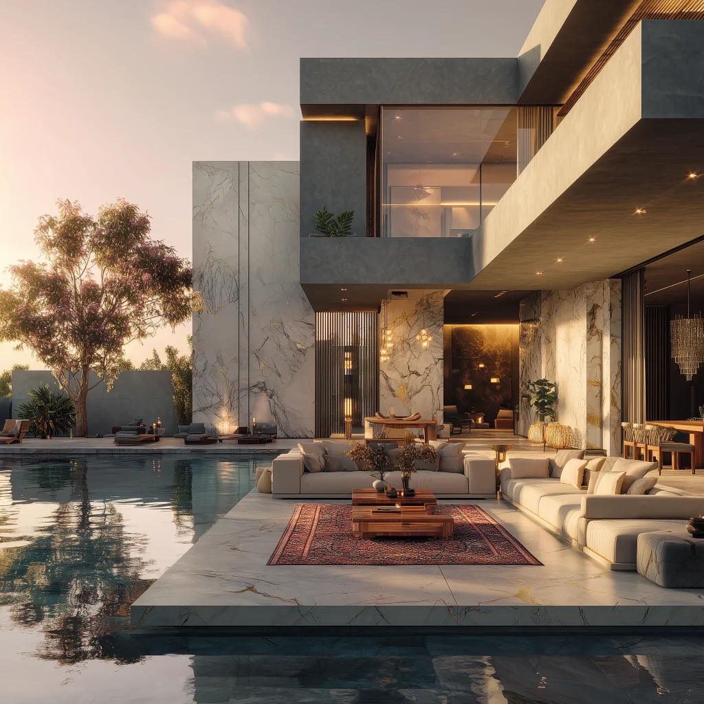 desain rumah modern luxury dengan infinity pool