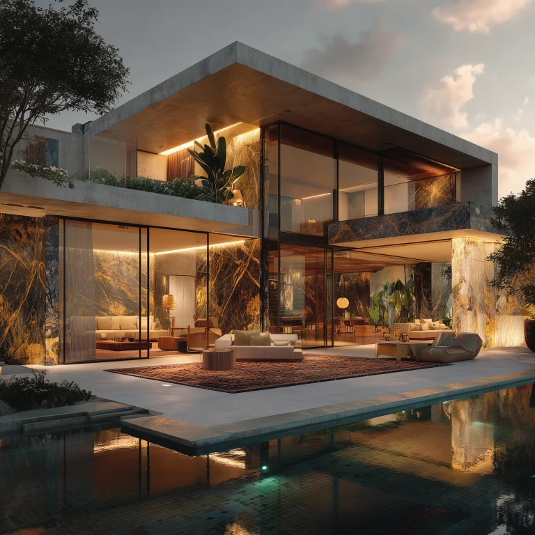 desain villa modern luxury ala Ubud eco-friendly