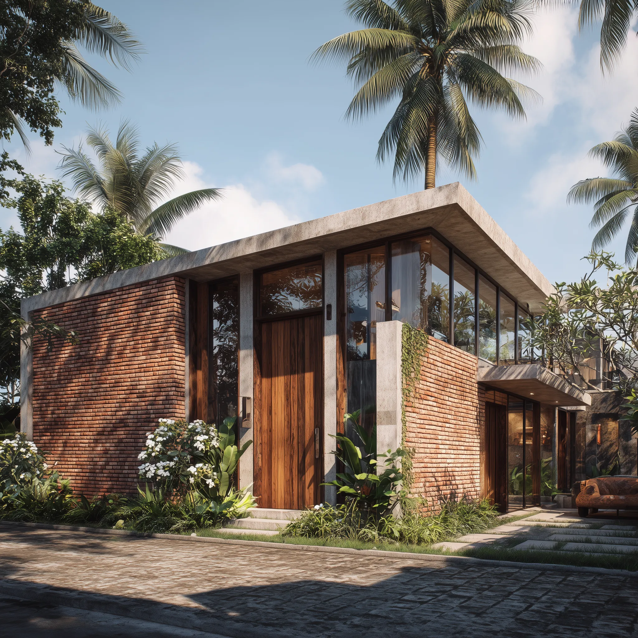 Desain Rumah Industrial Modern dengan Bata Ekspos