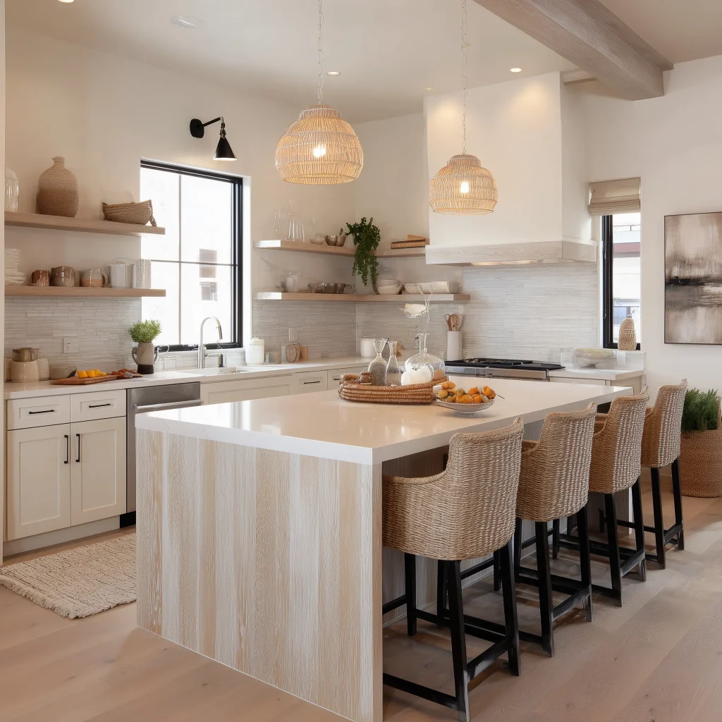 Desain Interior Dapur Farmhouse – Kombinasi Kayu Putih & Tone Natural