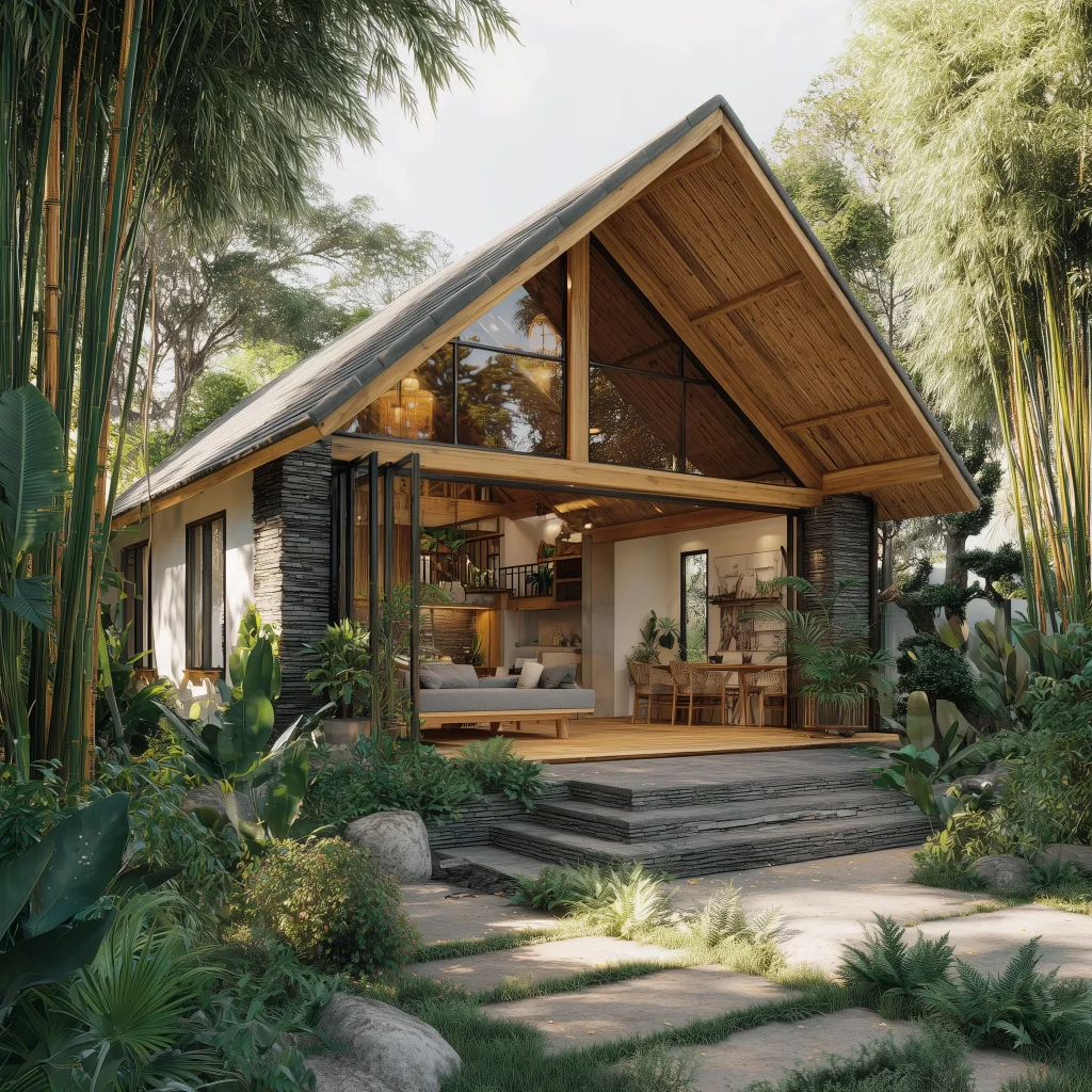 Desain rumah Scandinavian dengan adaptasi vila tropis dan ruang terbuka