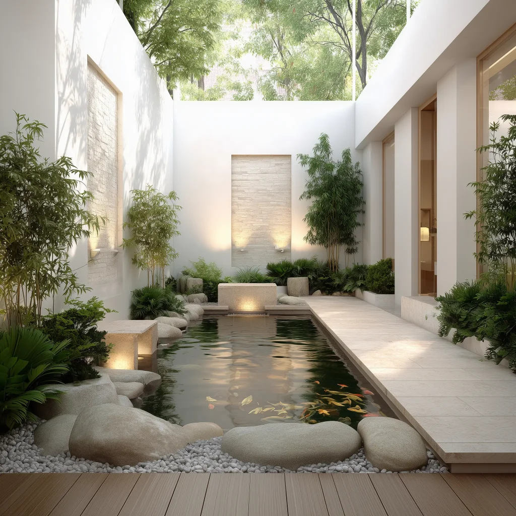 Inspirasi Desain Taman Belakang dengan Mini Kolam Ikan Koi untuk Rumah Minimalis