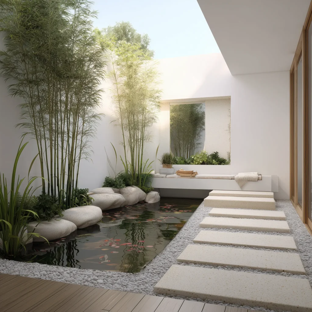 Inspirasi Desain Taman Belakang dengan Mini Kolam Ikan Koi untuk Rumah Minimalis