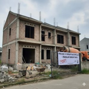 sebuah rumah yang berhenti proses pembangunannya karena terindikasi surat tanah bermasalah