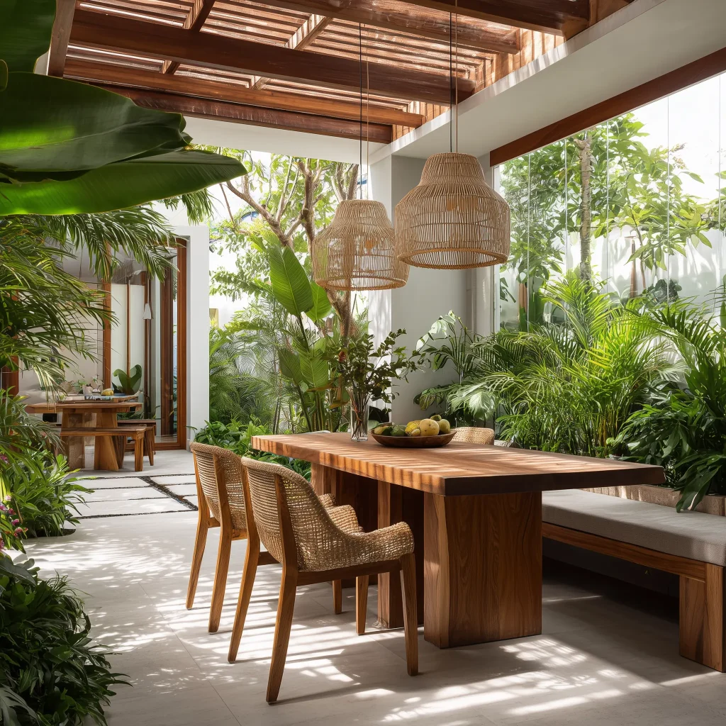 Desain Ruang Makan Semi Outdoor Tropis: Makan Serasa di Resort