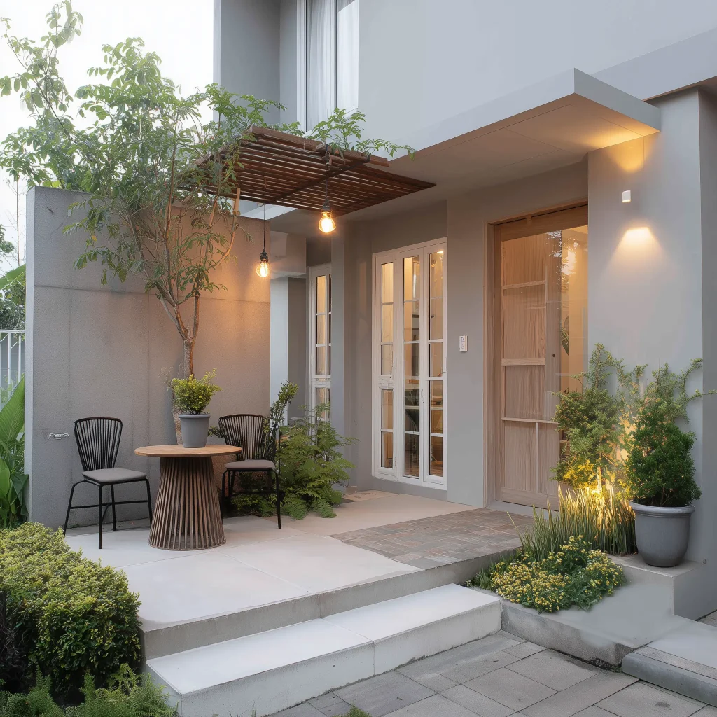 Teras Depan dengan Sentuhan Modern Lembut