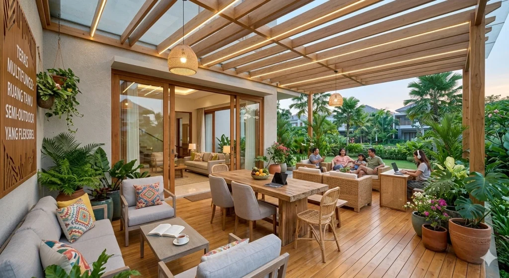 Teras Multifungsi: Ruang Tamu Semi-Outdoor yang Fleksibel dan Menyegarkan