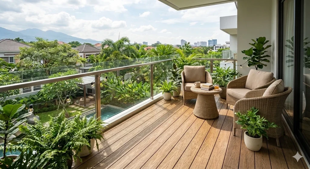 Cozy Balcony : Menciptakan Sudut Santai Estetik di Lantai Atas dengan Floor Plank FyberTec