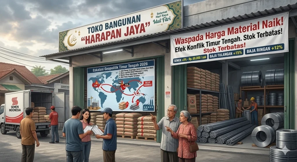 Dampak Eskalasi Geopolitik Timur Tengah 2026 terhadap Harga Semen dan Baja di Indonesia