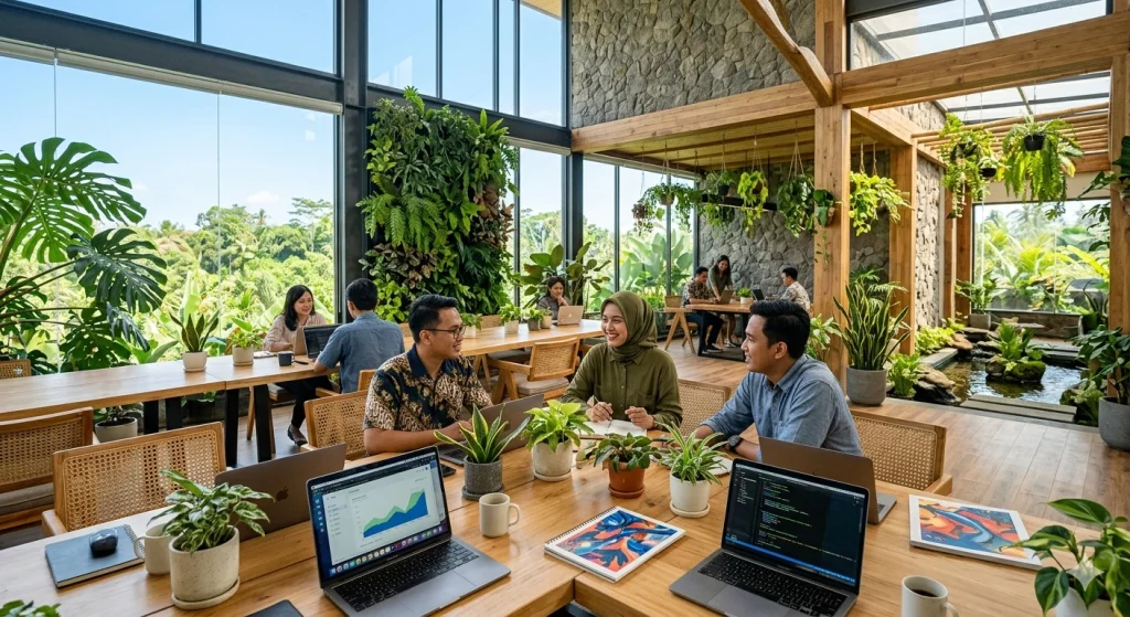 Biophilic Office : Ruang Kerja Hijau yang Bikin Ide Mengalir Deras