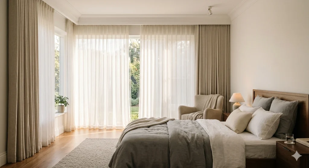 Gorden Sheer di Kamar Tidur : Kesan Mewah dengan Filter Cahaya yang Lembut