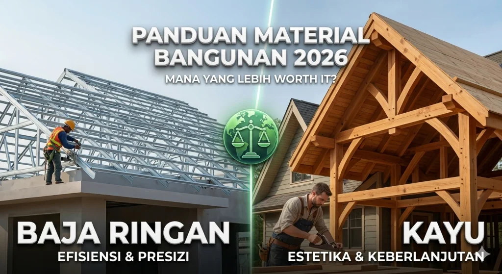 Panduan Material Bangunan 2026 : Mana yang Lebih Worth It, Baja Ringan atau Kayu?